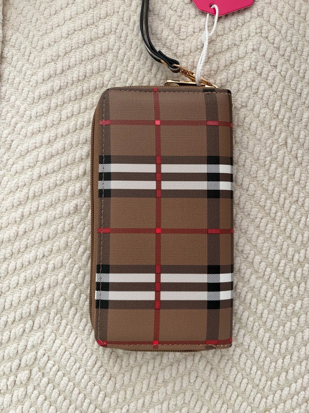Zip-Around Wristlet Wallet in Brown and Red
